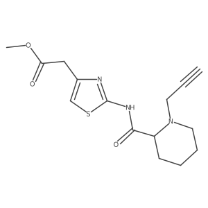 Methyl 2-{2-[1-(prop-2-yn-1-yl)piperidine-2-amido]-1,3-thiazol-4-yl}acetate结构式