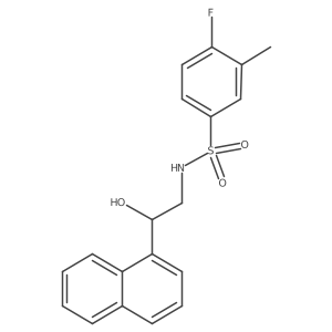 4-fluoro-N-(2-hydroxy-2-(naphthalen-1-yl)ethyl)-3-methylbenzenesulfonamide结构式