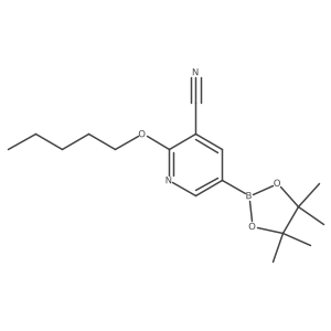 5-(4,4,5,5-Tetramethyl-[1,3,2]dioxaborolan-2-yl)-2-(pentyloxy)pyridine-3-carbonitrile Structure