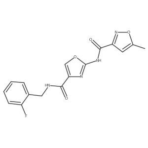 N-(4-((2-fluorobenzyl)carbamoyl)oxazol-2-yl)-5-methylisoxazole-3-carboxamide结构式