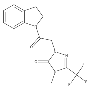 1-(2-(indolin-1-yl)-2-oxoethyl)-4-methyl-3-(trifluoromethyl)-1H-1,2,4-triazol-5(4H)-one结构式