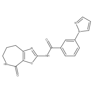 N-(4-oxo-5,6,7,8-tetrahydro-4H-thiazolo[5,4-c]azepin-2-yl)-3-(1H-pyrazol-1-yl)benzamide结构式