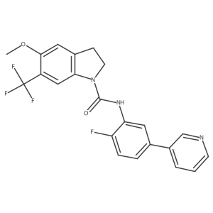 N-(2-fluoro-5-pyridin-3-ylphenyl)-5-methoxy-6-(trifluoromethyl)-2,3-dihydroindole-1-carboxamide结构式