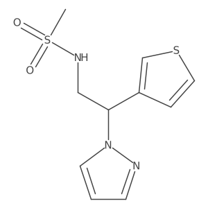 N-(2-(1H-pyrazol-1-yl)-2-(thiophen-3-yl)ethyl)methanesulfonamide结构式