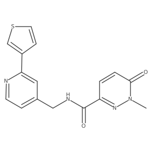 1-methyl-6-oxo-N-((2-(thiophen-3-yl)pyridin-4-yl)methyl)-1,6-dihydropyridazine-3-carboxamide结构式