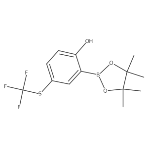 2-(4,4,5,5-Tetramethyl-1,3,2-dioxaborolan-2-yl)-4-((trifluoromethyl)thio)phenol结构式