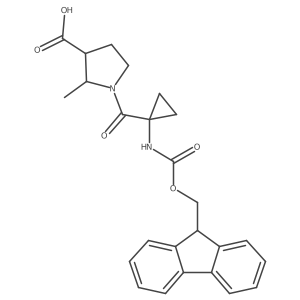 1-[1-({[(9H-fluoren-9-yl)methoxy]carbonyl}amino)cyclopropanecarbonyl]-2-methylpyrrolidine-3-carboxylic acid结构式