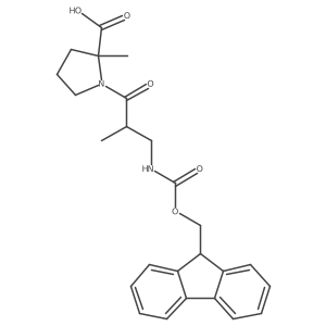 1-[3-({[(9H-fluoren-9-yl)methoxy]carbonyl}amino)-2-methylpropanoyl]-2-methylpyrrolidine-2-carboxylic acid结构式