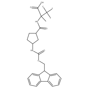 rac-2-{[(1R,3S)-3-({[(9H-fluoren-9-yl)methoxy]carbonyl}amino)cyclopentyl]formamido}-3,3,3-trifluoro-2-methylpropanoic acid结构式