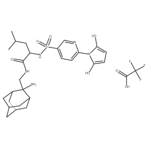 (S)-N-(((1S,3S,5S,7S)-2-Aminoadamantan-2-yl)methyl)-2-(6-(2,5-dihydroxy-1H-pyrrol-1-yl)pyridine-3-sulfonamido)-4-methylpentanamide 2,2,2-trifluoroacetate结构式