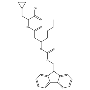 3-cyclopropyl-2-[(3S)-3-({[(9H-fluoren-9-yl)methoxy]carbonyl}amino)heptanamido]propanoic acid Structure