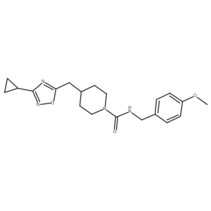 4-[(3-cyclopropyl-1,2,4-oxadiazol-5-yl)methyl]-N-[(4-methoxyphenyl)methyl]piperidine-1-carboxamide结构式