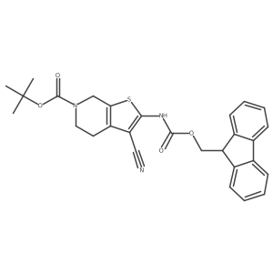 tert-butyl 3-cyano-2-({[(9H-fluoren-9-yl)methoxy]carbonyl}amino)-4H,5H,6H,7H-thieno[2,3-c]pyridine-6-carboxylate结构式