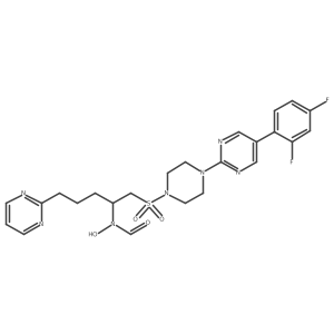N-[(1S)-1-[[[4-[5-(2,4-Difluorophenyl)-2-pyrimidinyl]-1-piperazinyl]sulfonyl]methyl]-4-(2-pyrimidinyl)butyl]-N-hydroxyformamide Structure