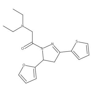 2-(diethylamino)-1-(5-(furan-2-yl)-3-(thiophen-2-yl)-4,5-dihydro-1H-pyrazol-1-yl)ethanone结构式