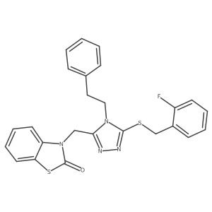 3-((5-((2-fluorobenzyl)thio)-4-phenethyl-4H-1,2,4-triazol-3-yl)methyl)benzo[d]thiazol-2(3H)-one结构式