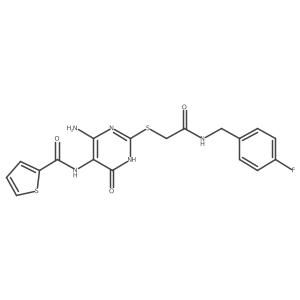 N-(4-amino-2-((2-((4-fluorobenzyl)amino)-2-oxoethyl)thio)-6-oxo-1,6-dihydropyrimidin-5-yl)thiophene-2-carboxamide结构式