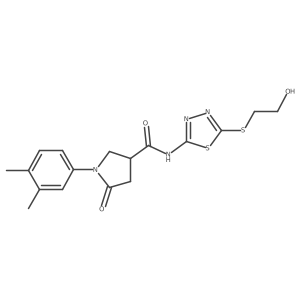 1-(3,4-dimethylphenyl)-N-(5-((2-hydroxyethyl)thio)-1,3,4-thiadiazol-2-yl)-5-oxopyrrolidine-3-carboxamide Structure