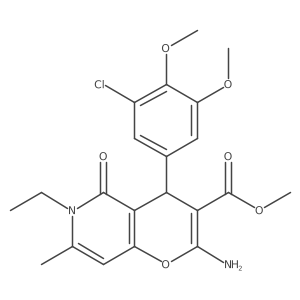 methyl 2-amino-4-(3-chloro-4,5-dimethoxyphenyl)-6-ethyl-7-methyl-5-oxo-4H,5H,6H-pyrano[3,2-c]pyridine-3-carboxylate结构式