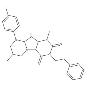 9-(4-fluorophenyl)-1,7-dimethyl-3-(2-phenylethyl)-6,7,8,9a,10,10a-hexahydro-4aH-purino[7,8-a]pyrimidine-2,4-dione结构式