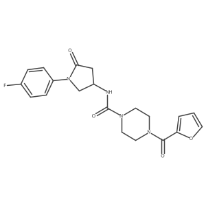 N-[1-(4-fluorophenyl)-5-oxopyrrolidin-3-yl]-4-(furan-2-carbonyl)piperazine-1-carboxamide结构式