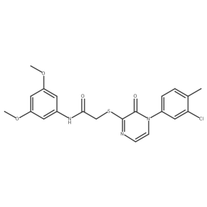 2-((4-(3-chloro-4-methylphenyl)-3-oxo-3,4-dihydropyrazin-2-yl)thio)-N-(3,5-dimethoxyphenyl)acetamide结构式