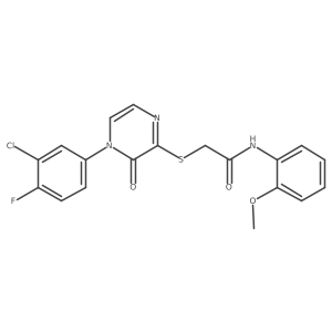 2-((4-(3-chloro-4-fluorophenyl)-3-oxo-3,4-dihydropyrazin-2-yl)thio)-N-(2-methoxyphenyl)acetamide结构式