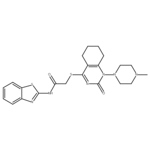 N-(benzo[d]thiazol-2-yl)-2-((1-(4-methylpiperazin-1-yl)-2-oxo-1,2,5,6,7,8-hexahydroquinazolin-4-yl)thio)acetamide结构式