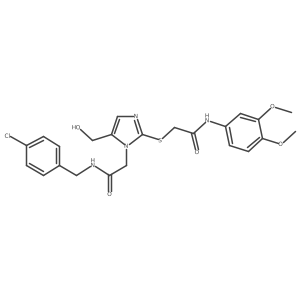 N-(4-chlorobenzyl)-2-(2-((2-((3,4-dimethoxyphenyl)amino)-2-oxoethyl)thio)-5-(hydroxymethyl)-1H-imidazol-1-yl)acetamide Structure