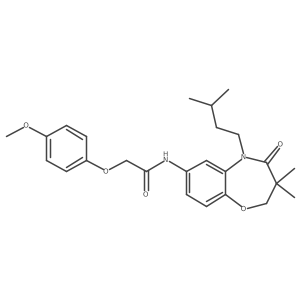 N-(5-isopentyl-3,3-dimethyl-4-oxo-2,3,4,5-tetrahydrobenzo[b][1,4]oxazepin-7-yl)-2-(4-methoxyphenoxy)acetamide结构式