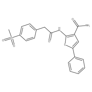 2-(2-(4-(Methylsulfonyl)phenyl)acetamido)-5-phenylthiophene-3-carboxamide结构式
