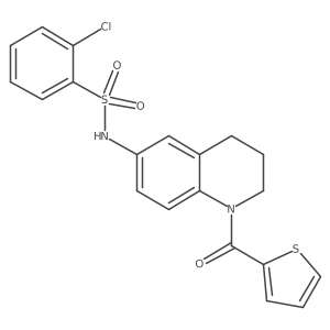 2-chloro-N-[1-(thiophene-2-carbonyl)-1,2,3,4-tetrahydroquinolin-6-yl]benzene-1-sulfonamide结构式