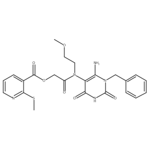 [(6-Amino-1-benzyl-2,4-dioxo-1,2,3,4-tetrahydropyrimidin-5-yl)(2-methoxyethyl)carbamoyl]methyl 2-(methylsulfanyl)pyridine-3-carboxylate Structure
