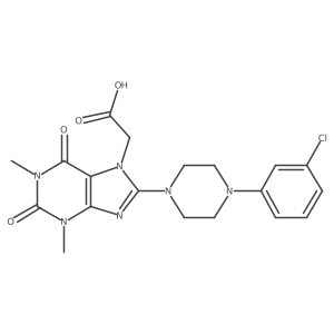 2-(8-(4-(3-chlorophenyl)piperazin-1-yl)-1,3-dimethyl-2,6-dioxo-2,3-dihydro-1H-purin-7(6H)-yl)acetic acid结构式