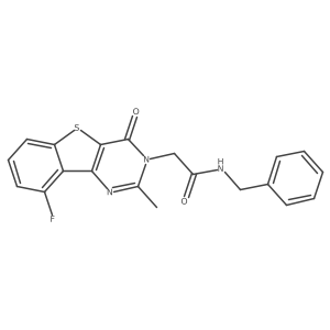 N-benzyl-2-(9-fluoro-2-methyl-4-oxo[1]benzothieno[3,2-d]pyrimidin-3(4H)-yl)acetamide结构式