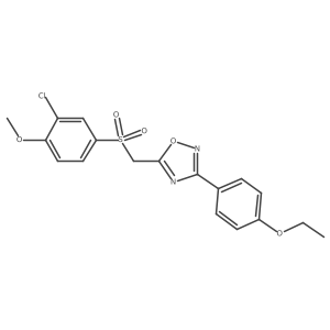 CCOc1ccc(-c2noc(CS(=O)(=O)c3ccc(OC)c(Cl)c3)n2)cc1结构式