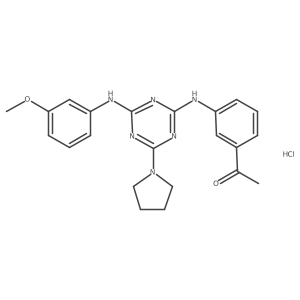 1-(3-((4-((3-Methoxyphenyl)amino)-6-(pyrrolidin-1-yl)-1,3,5-triazin-2-yl)amino)phenyl)ethanone hydrochloride Structure