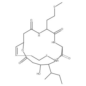 (1S,5S,6R,9S,15E,20R)-6-[(2S)-butan-2-yl]-5-hydroxy-20-(2-methylsulfanylethyl)-2-oxa-11,12-dithia-7,19,22-triazabicyclo[7.7.6]docos-15-ene-3,8,18,21-tetrone结构式