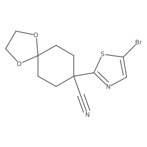 8-(5-Bromo-1,3-thiazol-2-yl)-1,4-dioxaspiro[4.5]decane-8-carbonitrile结构式
