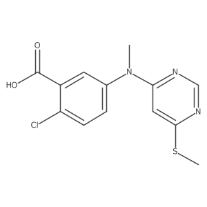 2-Chloro-5-(methyl(6-methylsulfanylpyrimidin-4-yl)amino)benzoic acid Structure
