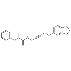 N-(4-(benzo[d][1,3]dioxol-5-yloxy)but-2-yn-1-yl)-2-phenoxypropanamide结构式