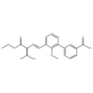 (Z)-3'-(2-(1-ethoxy-1,3-dioxobutan-2-ylidene)hydrazinyl)-2'-methoxy-[1,1'-biphenyl]-3-carboxylic acid结构式