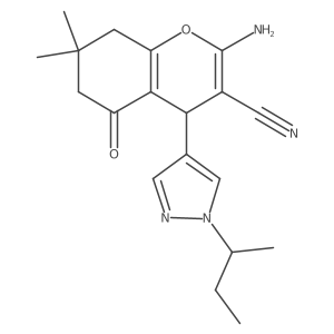 2-Amino-4-(1-(sec-butyl)-1H-pyrazol-4-yl)-7,7-dimethyl-5-oxo-5,6,7,8-tetrahydro-4H-chromene-3-carbonitrile Structure