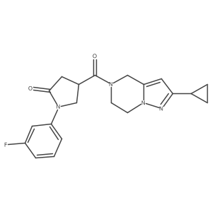 4-(2-Cyclopropyl-4,5,6,7-tetrahydropyrazolo[1,5-a]pyrazine-5-carbonyl)-1-(3-fluorophenyl)pyrrolidin-2-one Structure