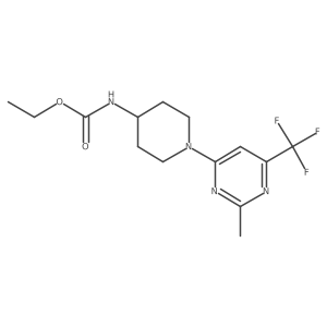 Ethyl (1-(2-methyl-6-(trifluoromethyl)pyrimidin-4-yl)piperidin-4-yl)carbamate结构式