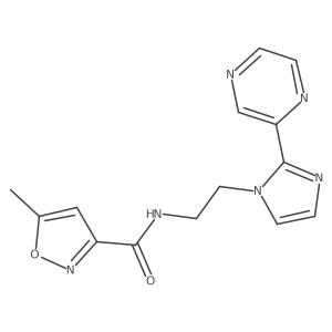 5-methyl-N-(2-(2-(pyrazin-2-yl)-1H-imidazol-1-yl)ethyl)isoxazole-3-carboxamide结构式