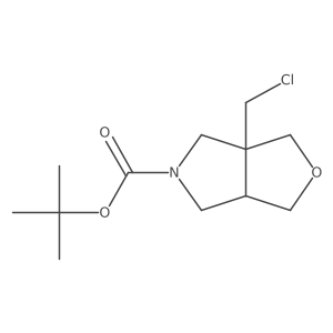 rac-tert-butyl (3aR,6aR)-3a-(chloromethyl)-hexahydro-1H-furo[3,4-c]pyrrole-5-carboxylate结构式