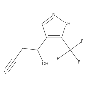 3-hydroxy-3-[3-(trifluoromethyl)-1H-pyrazol-4-yl]propanenitrile结构式