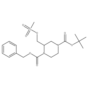 (R)-1-benzyl 4-tert-butyl 2-(((methylsulfonyl)oxy)methyl)piperazine-1,4-dicarboxylate结构式