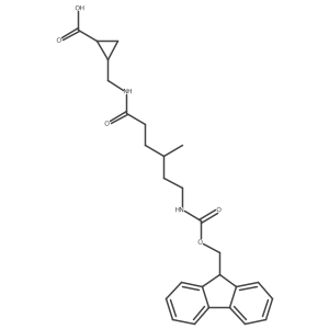 2-{[6-({[(9H-fluoren-9-yl)methoxy]carbonyl}amino)-4-methylhexanamido]methyl}cyclopropane-1-carboxylic acid结构式